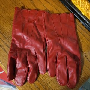Chic Red Leather Gloves for Women